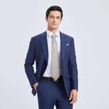 HISDERN Beige Checkered Tie with Pocket Square for Men