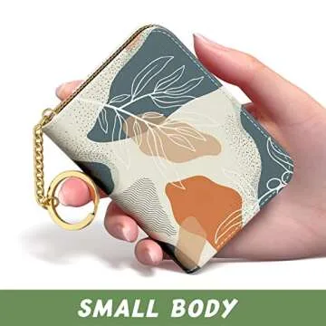 Aiawoxc Credit Card Holder - Slim RFID Leather Wallet with Keychain