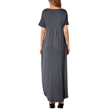 HUSKARY Women's Summer Maxi Dress with Pockets and Split