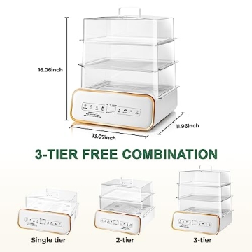 SUSTEAS 17QT Food Steamer with Timer and Display