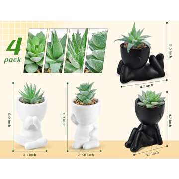 Der Rose Set of 4 Fake Succulents for Indoor Decor