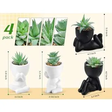 Der Rose Set of 4 Fake Succulents for Indoor Decor