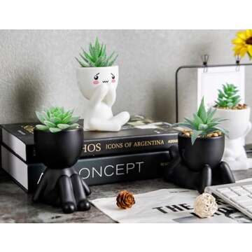 Der Rose Set of 4 Fake Succulents for Indoor Decor