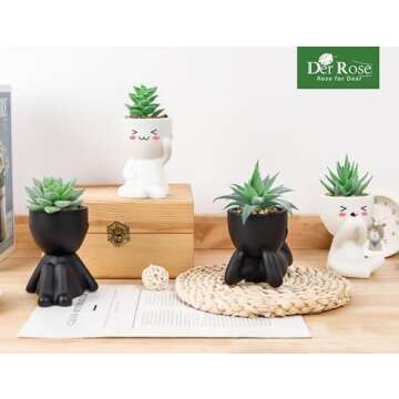Der Rose Set of 4 Fake Succulents for Indoor Decor