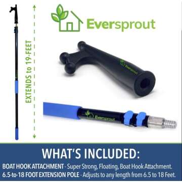 EVERSPROUT 7-to-24 Foot Telescoping Boat Hook | Floats, Scratch-Resistant, Durable & Lightweight Des...