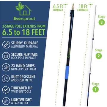 Eversprout Telescoping Boat Hook | Durable Design, Floats