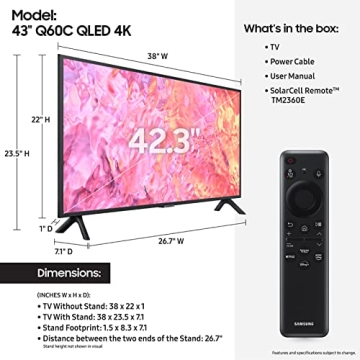 SAMSUNG 43-Inch QLED 4K Q60C TV with Smart Features