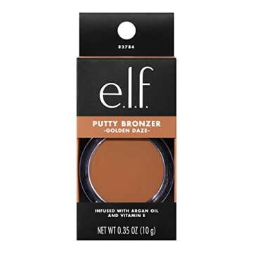e.l.f. Putty Bronzer, Creamy & Highly Pigmented Formula, Creates a Long-Lasting Bronzed Glow, Infused with Argan Oil & Vitamin E, Golden Daze, 0.35 Oz (10g)
