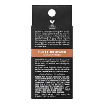e.l.f. Putty Bronzer, Creamy & Highly Pigmented Formula, Creates a Long-Lasting Bronzed Glow, Infused with Argan Oil & Vitamin E, Golden Daze, 0.35 Oz (10g)
