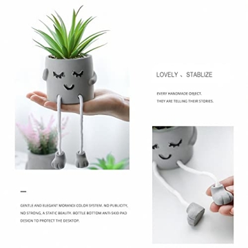 Zerzsy 3pcs Creative Artificial Succulents with Gray Flower Pots, Mini Potted Succulents for Home Office Desk Decor and Gift Choice