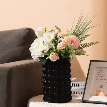Elegant Anding Black Ceramic Vase for Home Decor