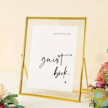 Stylish Gold Glass Sign Holder and Frame for Events