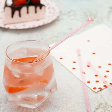 hapray 50-PCS Pink Glitter Plastic Swizzle Sticks, Crystal Cake Pops, Cocktail Coffee Drink Stirrers...