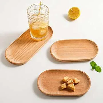 Elegant 2 Pack Wooden Platter Trays for Serving Food