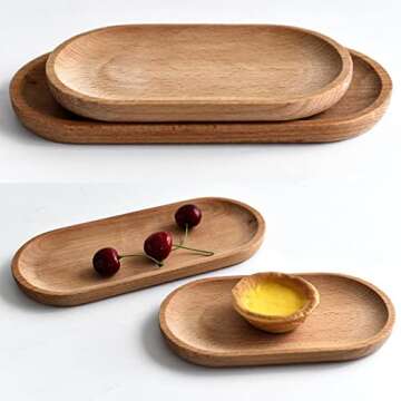Elegant 2 Pack Wooden Platter Trays for Serving Food
