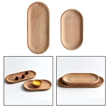 Elegant 2 Pack Wooden Platter Trays for Serving Food