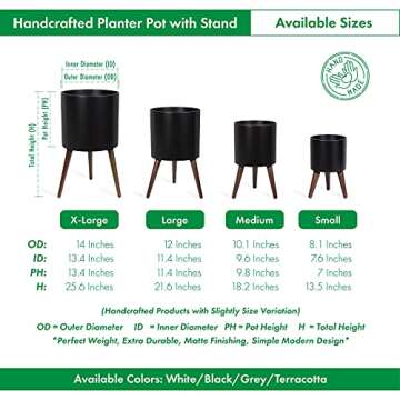 D'vine Dev 10 Inch Mid-Century Planter Pot with Stand