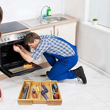 BAMBUROBA Expandable Bamboo Drawer Organizer for Utensils