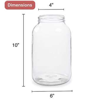 2 Pack - 1 Gallon Glass Jar w/Plastic Airtight Lid, Muslin Cloth, Rubber Band - Made in USA, Wide Mouth Easy to Clean - Kombucha, Kefir, Canning, Sun Tea, Fermentation, Food Storage