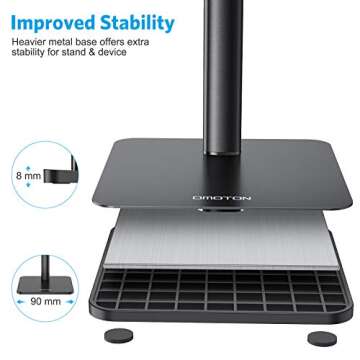 OMOTON Cell Phone Stand, Adjustable Angle Height Desk Phone Dock Holder for iPhone SE 2/11 / 11 Pro/XS Max/XR, Samsung Galaxy S20 / S10 / S9 / S8 and Other Phones (3.5-7.0-Inch)