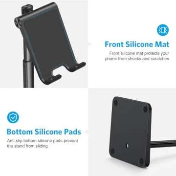 OMOTON Cell Phone Stand, Adjustable Angle Height Desk Phone Dock Holder for iPhone SE 2/11 / 11 Pro/XS Max/XR, Samsung Galaxy S20 / S10 / S9 / S8 and Other Phones (3.5-7.0-Inch)