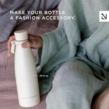 LARS NYSØM Stainless Steel Insulated Water Bottle 25oz 34oz | Insulated Thermo Flask for Hot and Cold Beverages | Leakproof Drinking Bottle (Pine Green, 1000ml)