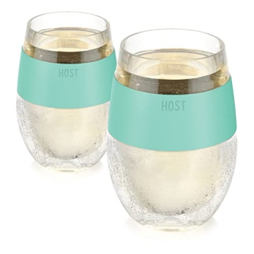 Host Wine Freeze Cup Set of 2 - Plastic Double Wall Insulated Wine Glasses with Freezing Gel, Wine G...