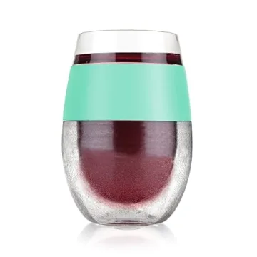 Host Wine Freeze Cup Set of 2 - Plastic Double Wall Insulated Wine Glasses with Freezing Gel, Wine Glass for Red and White Wine, 8.5 oz Mint