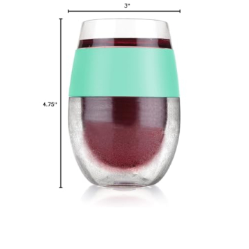 Host Wine Freeze Cup Set of 2 - Plastic Double Wall Insulated Wine Glasses with Freezing Gel, Wine Glass for Red and White Wine, 8.5 oz Mint