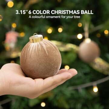 Christmas Tree Ornaments Velvet Balls - 12 Pcs 6 Color Shatterproof Christmas Tree Ornaments Velvet 3.15 Inch Balls, for Xmas Wedding Party Holiday Decorations (Gift Box)