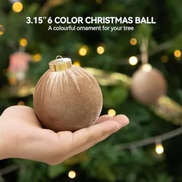 Christmas Tree Ornaments Velvet Balls - 12 Pcs 6 Color Shatterproof Christmas Tree Ornaments Velvet 3.15 Inch Balls, for Xmas Wedding Party Holiday Decorations (Gift Box)