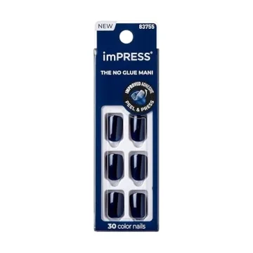 KISS imPRESS Press On Nails, Never Too Navy, Easy Glam