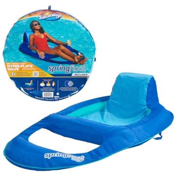 SwimWays Spring Float Recliner Chair for Swimming Pool, Inflatable Pool Floats Adult with Fast Infla...