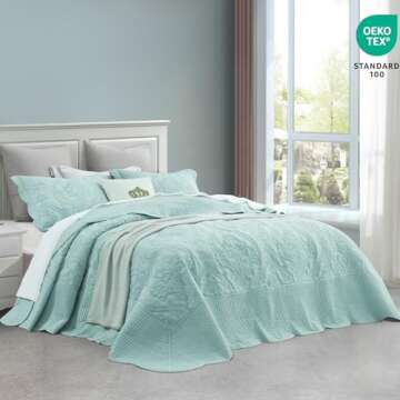 CHIXIN Bedspread Coverlet Set Queen Size - Lightweight Bedding Cover - Beautiful Stitching - 4 Piece...