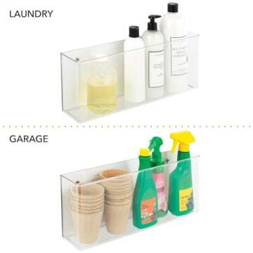 mDesign Plastic Adhesive Mount Storage Organizer Container for Kitchen or Pantry Wall Organization -...
