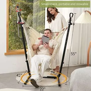 Smiley Face Hammock Chair with Phone Holder - 400lbs