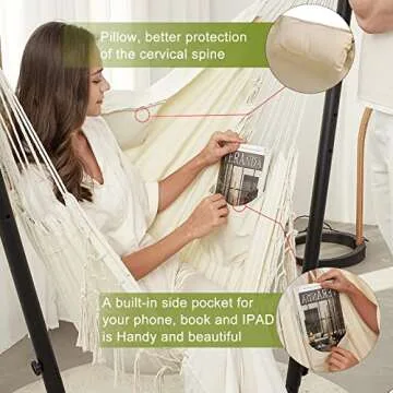 Smiley Face Hammock Chair with Phone Holder - 400lbs