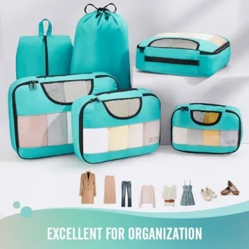 Veken Packing Cubes 6 Set Travel Organizers Durable Breathable