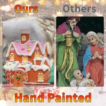 Christmas Snow Globes, Gingerbread House Musical Snow Globe Light up Swirling Glitter Snow Globe Pink Lantern with Timer, USB & Battery Operated Candy Cottage and Gingerbread Man Christmas Home Decor