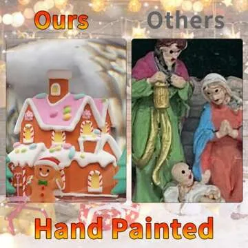 Christmas Snow Globes, Gingerbread House Musical Snow Globe Light up Swirling Glitter Snow Globe Pink Lantern with Timer, USB & Battery Operated Candy Cottage and Gingerbread Man Christmas Home Decor