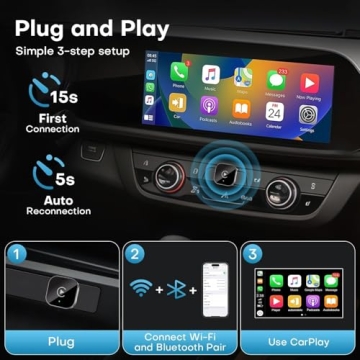 Mini Wireless CarPlay Adapter for iPhone, 2025 Upgrade Wired CarPlay to Wireless, Mini USB Design fo...