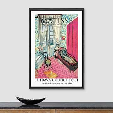 SIGNLEADER Framed Canvas Print Wall Art Two Women in an Interior Abstract Brushstroke Illustrations Expressionism Traditional Colorful Multicolor for Living Room, Bedroom, Office - 16"x24" Black