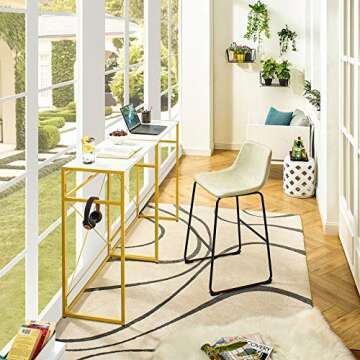 Mr IRONSTONE 31.5” Folding Computer Desk, High Table Standing Desk Workstation Easy Assembly Small Bar Table for Pub Dining Coffee Kitchen Narrow Space (Laminate Marble)