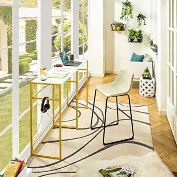 Mr IRONSTONE 31.5” Folding Computer Desk, High Table Standing Desk Workstation Easy Assembly Small Bar Table for Pub Dining Coffee Kitchen Narrow Space (Laminate Marble)