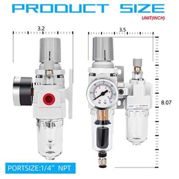 NANPU Auto-Drain Air Filter Regulator Lubricator Combo