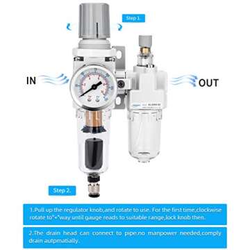 NANPU Auto-Drain Air Filter Regulator Lubricator Combo