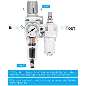 NANPU Auto-Drain Air Filter Regulator Lubricator Combo