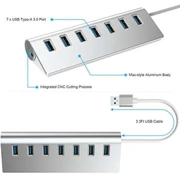 Techole 7-Port USB 2.0 Hub, MacBook, Mac Pro, Mac Mini, Laptop, Desktop