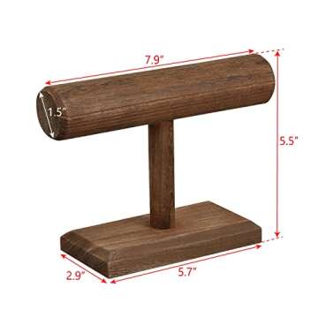 Ikee Design Antique Wooden Display Jewelry Accessory Stand, Bracelet Scrunchie Holder Display for St...