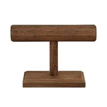 Ikee Design Antique Wooden Display Jewelry Accessory Stand, Bracelet Scrunchie Holder Display for Store, Showcase and Home, Brown Color, 7.9 W x 2.9 D x 5.5 H in